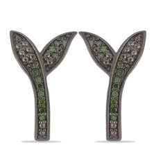  Ezüst Fülbevaló Zöld Gyémánttal, Y53673 fülbevaló
