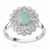 Ezüst Gyűrű Brazil Smaragddal és Fehér Topázzal