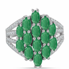  Ezüst Gyűrű Brazil Smaragddal és Fehér Topázzal, Y59830/57 gyűrű