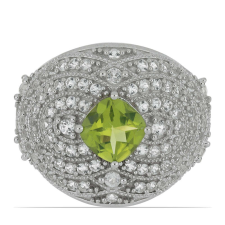 Ezüst Gyűrű Changbai Peridottal és Fehér Topázzal, Y50426/54 gyűrű