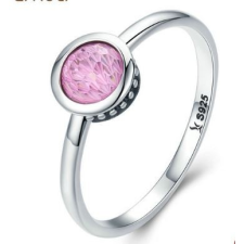  Ezüst gyűrű kristállyal, pink, 6-os méret gyűrű