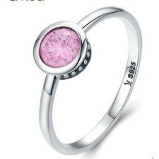 Ezüst gyűrű kristállyal, pink, 6-os méret gyűrű