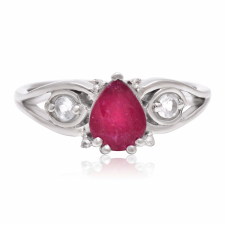  Ezüst Gyűrű Madagaszkári Rubinnal és Fehér Topázzal, XMP023/54 gyűrű