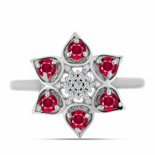  Ezüst Gyűrű Madagaszkári Rubinnal és Fehér Topázzal, Y62058/54 gyűrű