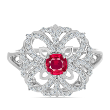  Ezüst Gyűrű Madagaszkári Rubinnal és Fehér Topázzal, Y62060/59 gyűrű