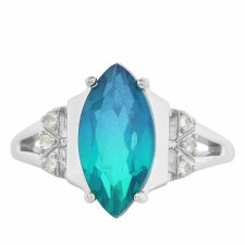  Ezüst Gyűrű Páva Kvarccal és Fehér Topázzal, PCY11603/52 gyűrű