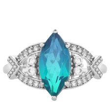  Ezüst Gyűrű Páva Kvarccal és Fehér Topázzal, PCY11617/59 gyűrű