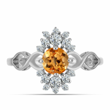  Ezüst Gyűrű &quot;Császársárga&quot; Topázzal és Fehér Topázzal, Y62335/59 gyűrű