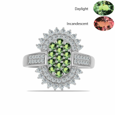  Ezüst Gyűrű Természetes Alexandrittal és Fehér Topázzal, Y62019/59 gyűrű