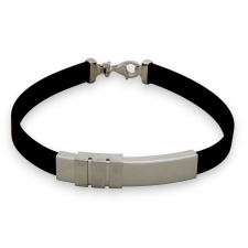  Ezüst karkötő kaucsuk szíjjal, 21 cm karkötő