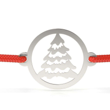  Ezüst karkötő zsinóros modellel Fenyőfa karkötő