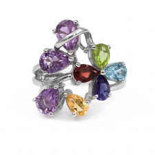  Ezüst különböző valódi köves gyűrű &quot;multicolor&quot; gyűrű