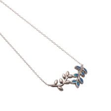  Ezüst levélmintás kék opál nyaklánc nyaklánc