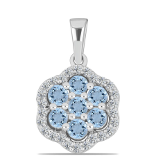  Ezüst Medál Embu Megyei Aquamarinnal és Fehér Topázzal, Y61292 medál