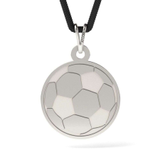 Ezüst medál fekete zsinórral Soccer Ball minta medál