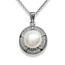  Ezüst Medál - Valódi Gyöngy - 8mm nyaklánc