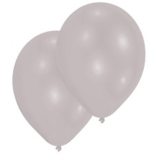 Ezüst Metallic Silver léggömb, lufi 10 db-os 11 inch (27,5cm) party kellék