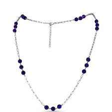  Ezüst Nyaklánc Bíbor Jádéval, Y59786 nyaklánc