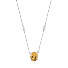  Ezüst Nyaklánc Citrinnel és Fehér Topázzal, ROS286 nyaklánc