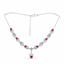  Ezüst Nyaklánc Madagaszkári Rubinnal és Fehér Topázzal, Y62059 nyaklánc