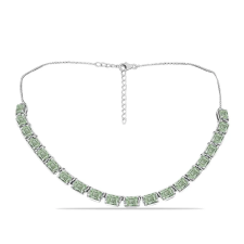  Ezüst Nyaklánc Zöld Ametiszttel és Fehér Topázzal, Y63068 nyaklánc
