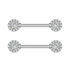  Ezüst Színű 316L Kör Alakú Fül És Mell Barbell Piercing Kővel - 1Pár
