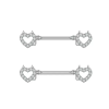  Ezüst Színű 316L Ördög Szív Mintás Fül És Mell Barbell Piercing - 1Pár