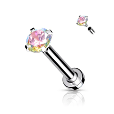  Ezüst Színű 316L Orvosi Acél Egyenesszárú Labret Piercing Hologramos Kővel egyéb ékszer