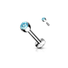  Ezüst Színű 316L Orvosi Acél Egyenesszárú Labret Piercing Kék Kővel