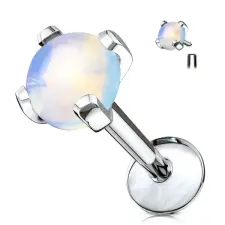  Ezüst Színű 316L Orvosi Acél Egyenesszárú Labret Piercing Opálos Kővel egyéb ékszer
