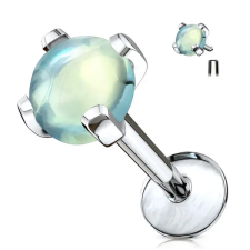  Ezüst Színű 316L Orvosi Acél Egyenesszárú Labret Piercing Zöldeskék Kővel egyéb ékszer