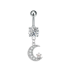 Ezüst Színű 316L Orvosi Acél Hold Alakú Köldök Piercing