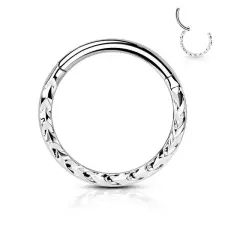  Ezüst Színű, 316L Orvosi Acél Lézervágott Mintájú Karika Piercing-6MM egyéb ékszer