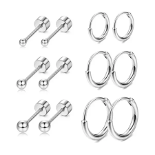 Ezüst Színű 316L Orvosi Acél Piercing Szett - 12 db egyéb ékszer