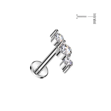  Ezüst Színű 316L Orvosi Acél Push-in Labret Piercing Köves Dísszel egyéb ékszer