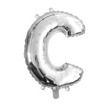 Ezüst színű, betű alakú fólia lufi, léggömb – C party kellék