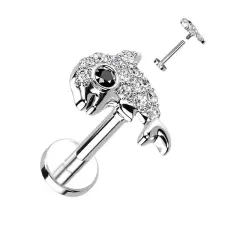  Ezüst Színű Delfinnel Díszített 316L Orvosi Acél Egyenesszárú Labret Piercing egyéb ékszer