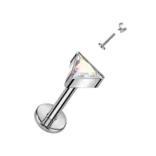  Ezüst Színű Háromszög Alakú Titánium Egyenesszárú Labret Piercing Apró Cirkónia Kövekkel egyéb ékszer