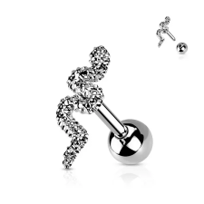  Ezüst Színű Kígyó Alakú 316L Orvosi Acél Egyenesszárú Barbell Piercing egyéb ékszer
