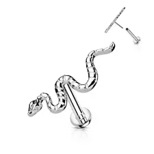  Ezüst Színű Kígyó Alakú Titánium Egyenesszárú Labret Piercing egyéb ékszer
