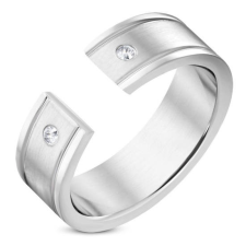  Ezüst színű nemesacél gyűrű, cirkónia kristállyal-13 gyűrű