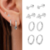  Ezüst Színű Orvosi Acél Piercing Szett - 8 db