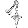  Ezüst Színű Push-in Labret Piercing Csillag Medállal Cirkónia Kővel