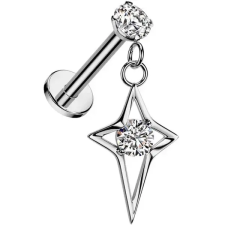  Ezüst Színű Push-in Labret Piercing Csillag Medállal Cirkónia Kővel egyéb ékszer