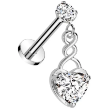  Ezüst Színű Push-in Labret Piercing Szív Medállal Cirkónia Kővel egyéb ékszer