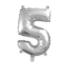 Ezüst színű szám fólia lufi – 5 party kellék