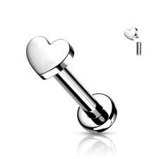  Ezüst Színű Szív Alakú Titánium Egyenesszárú Labret Piercing egyéb ékszer