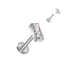  Ezüst Színű Téglalap Alakú Titánium Egyenesszárú Labret Piercing Fehér Cirkónia Kővel