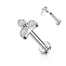  Ezüst Színű Titánium Egyenesszárú Labret Piercing Apró Cirkónia Kövekkel egyéb ékszer