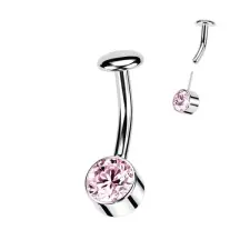  Ezüst Színű Titánium Köldök Piercing Csillogó Pink Kővel egyéb ékszer
